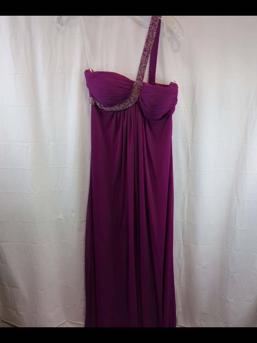 Xscape Fuchsia Beaded Cocktail Gown